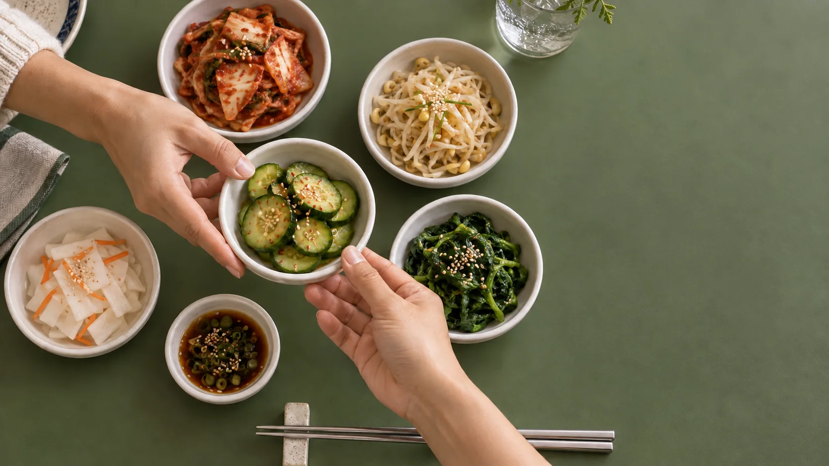 Korean dishes prepared for sharing